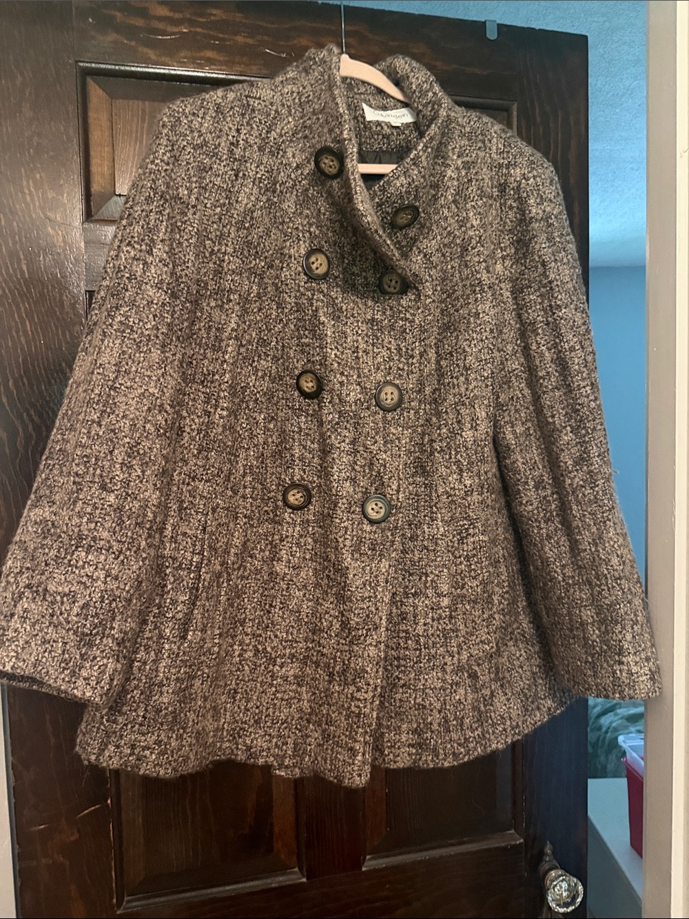 Calvin Klein Gray Textured Double-Breasted Peacoat